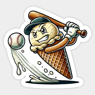 Baseball Ice Cream Cone Funny Sports Sticker